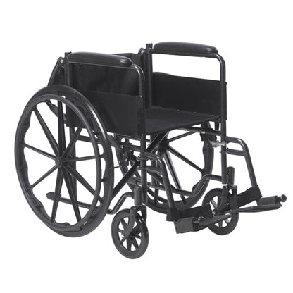 Wheelchair, 18", Fixed Arms, Swing-Away Footrests, 250 lb Capacity