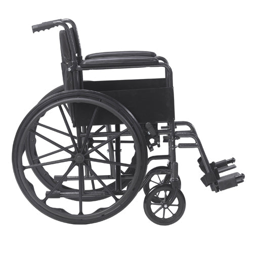 Wheelchair, 18", Fixed Arms, Swing-Away Footrests, 250 lb Capacity