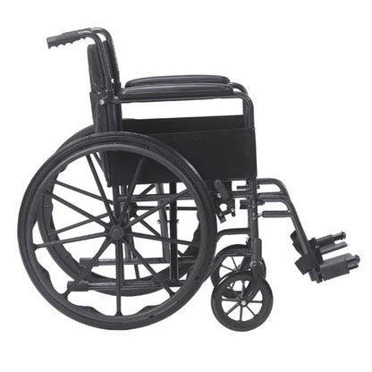 Wheelchair, 18", Fixed Arms, Swing-Away Footrests, 250 lb Capacity