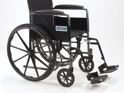 Wheelchair, 18", Fixed Arms, Swing-Away Footrests, 250 lb Capacity