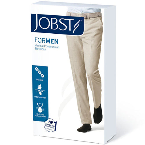 Jobst for Men 20-30 mmHg Knee High Compression Socks - Black, Closed Toe, LFC