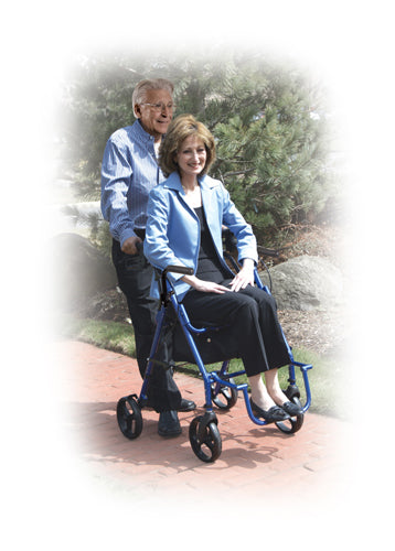 Duet 2-in-1 Rollator Transport Chair - Burgundy, Lightweight, Padded Seat & Backrest