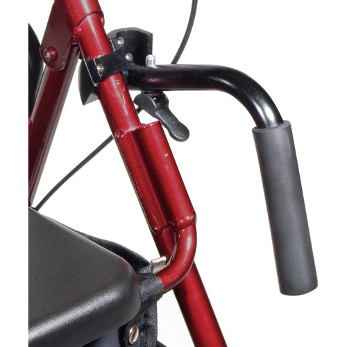 Duet 2-in-1 Rollator Transport Chair - Burgundy, Lightweight, Padded Seat & Backrest