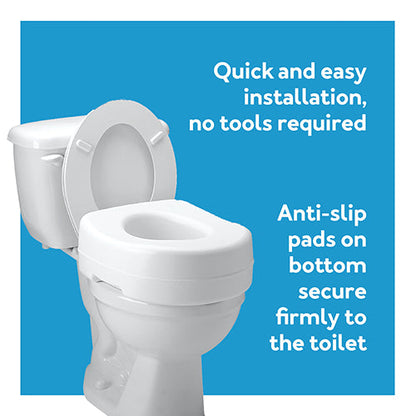 Carex 5 Inch Raised Toilet Seat - Elevated Riser for Standard & Elongated Toilets