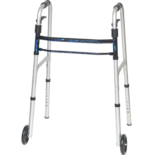 ProBasics Sure Lever Release Folding Walker, 5" Wheels, Blue Flame - Easy Close