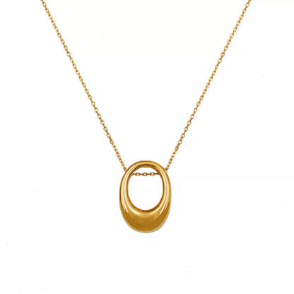 18K Gold-Plated Oval Pendant Necklace