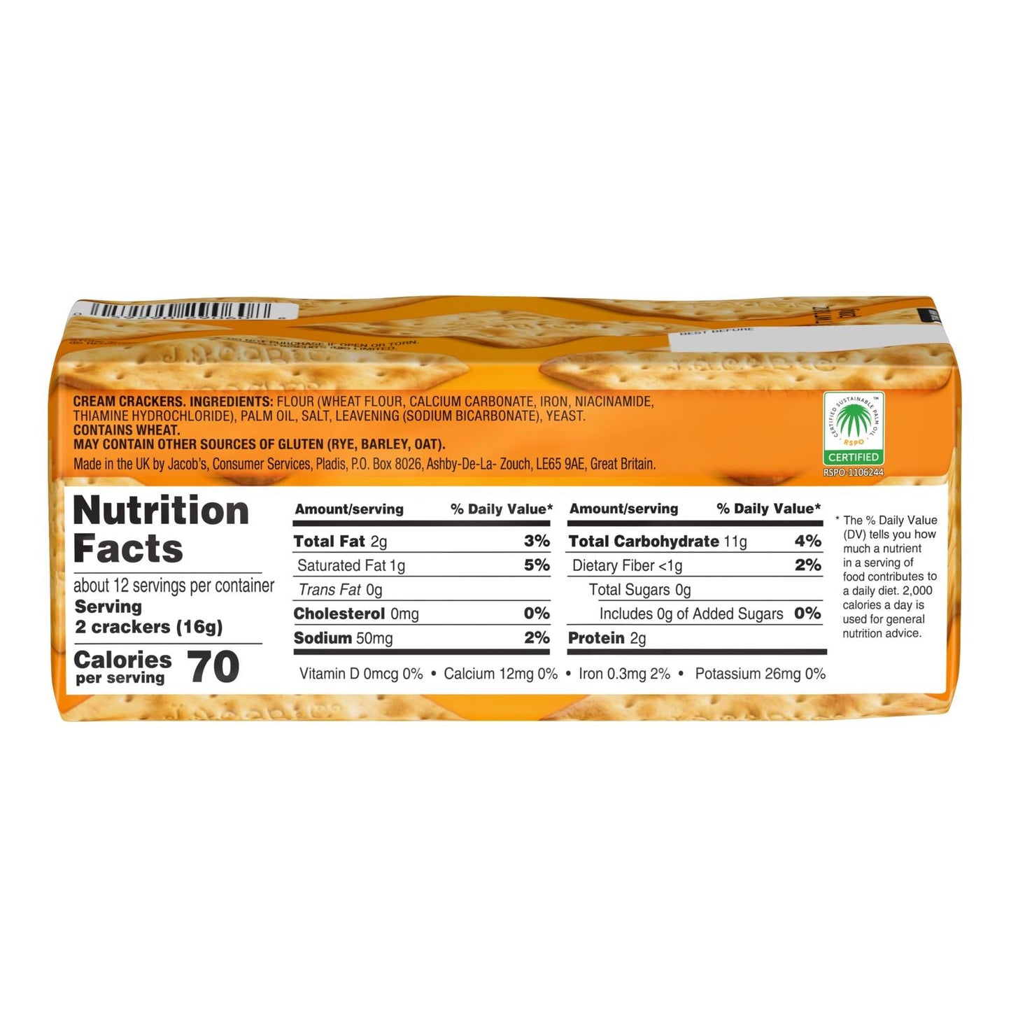 Jacobs Cream Crackers - 7.05 Oz - Case Of 24