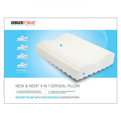 ObusForme 4-in-1 Cervical Pillow – Contoured Ergonomic Support with Adjustable Heights & Surfaces