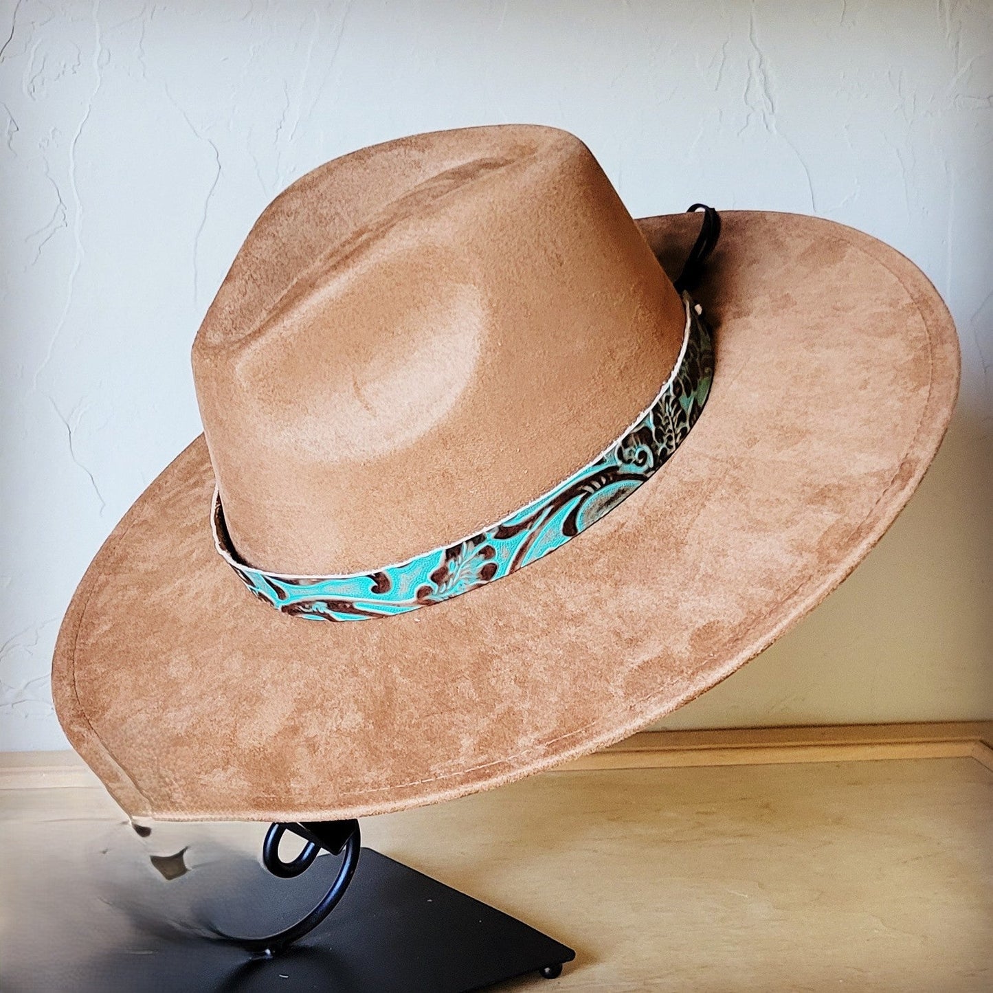 Cowboy Turquoise Western Leather Band w/ Choice of Boho Hat 984y