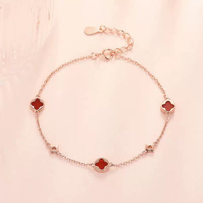 925 Sterling Silver Four Leaf Clover Bracelet