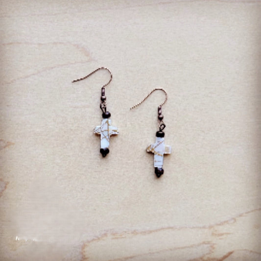 **Mother-of-Pearl Cross Earrings 224c