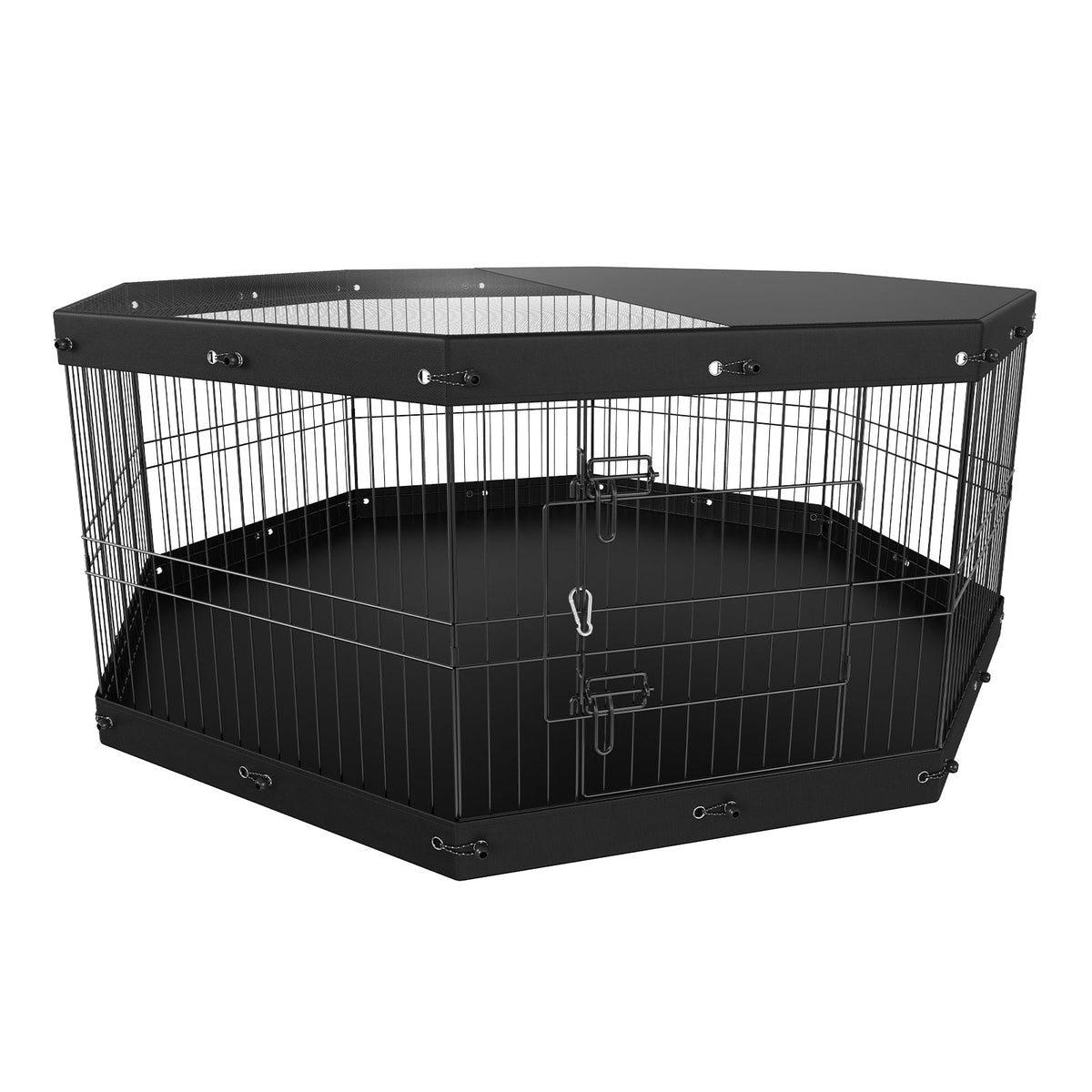 VEVOR Dog Playpen, 8 Panels Foldable Metal Dog Exercise Pen With Top Cover And Bottom Pad, 24in H Pet Fence Puppy Crate Kennel, Indoor Outdoor Dog Pen For Small Medium Pets, For Camping, Yard