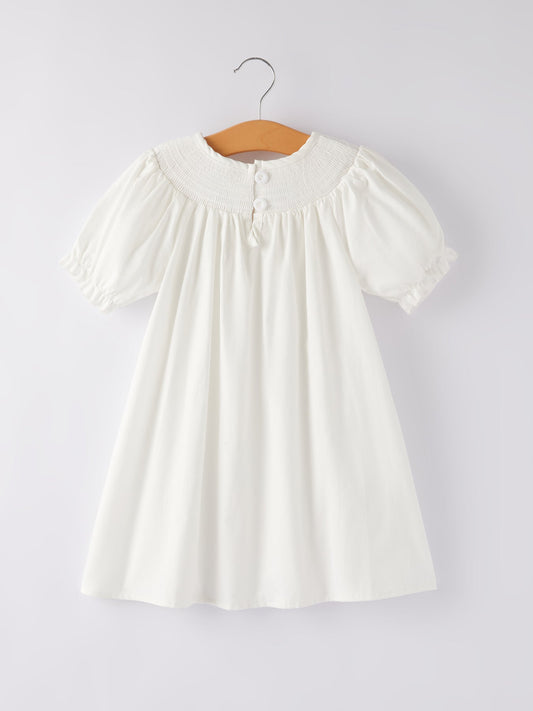 White  Smocked Church Christ Bishop Christening Dress