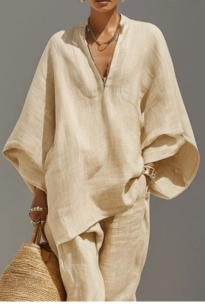 Relaxed Fit Top and Pants Two-Piece Set