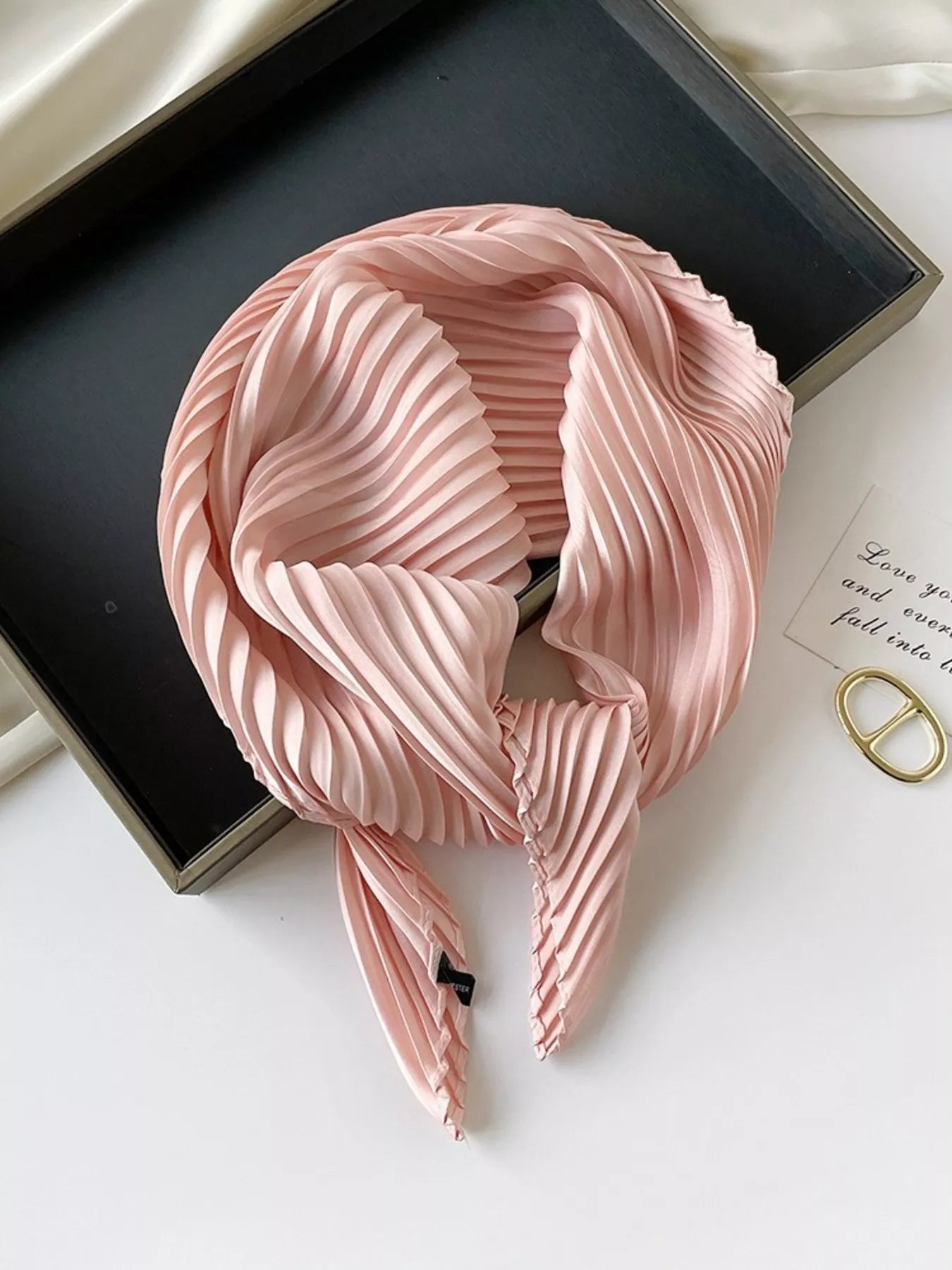 Pleated Satin Scarf
