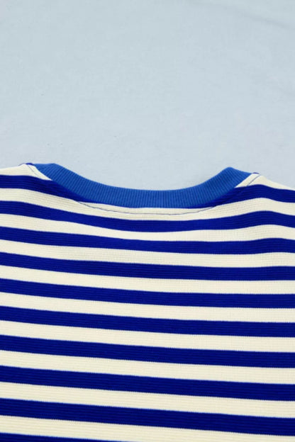 Striped Ruffle Sleeve Top and Shorts Set