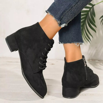 Lace-Up Block Heel Boots