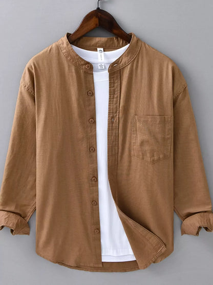 Men's Plus Size Casual Button Up Long Sleeve Shirt