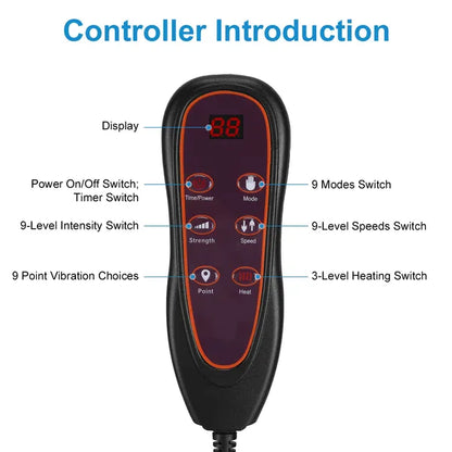 Full Body Electric Massage Mat With Heat Vibration Massage Pad Cushion Back Massage Mattress Chair Pad With Inflatable Head Lumbar Pillow With 10 Vibration Motors 3 Timers Anti-Slip Bottom Earplugs
