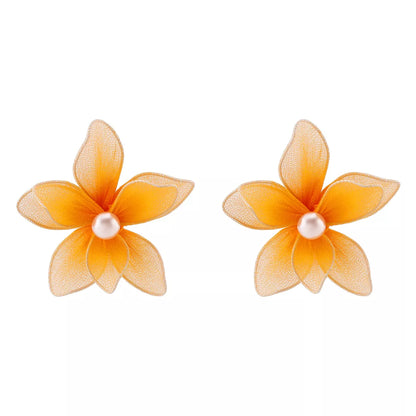 Flower Pearl Stud Earrings