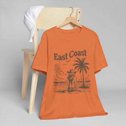 TS-038ML-24 women’s beach sketch shirt beach scene tee for women woman sitting on beach t-shirt beach lover shirt women’s coastal Art graphic tee