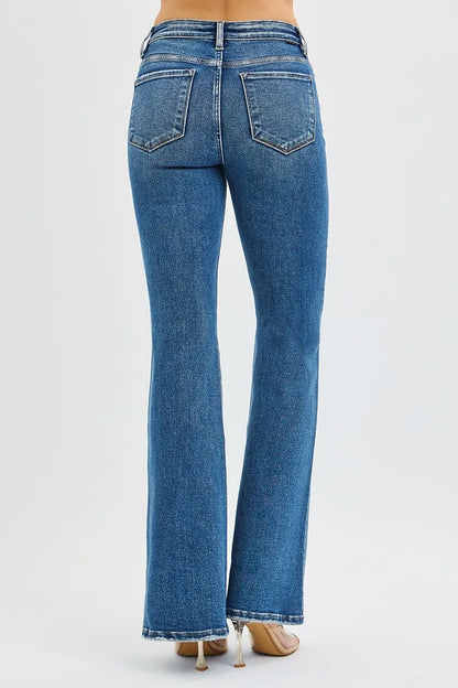 RISEN Full Size Tummy Control High Rise Flare Jeans Plus Size