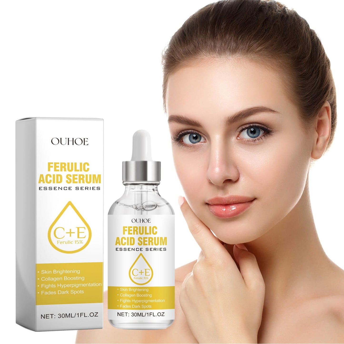 OUHOE Ferulic Acid Serum, Lighten Fine Lines And Spots Revitalize Skin Delicate Pores Repair Dry Skin Moisturize