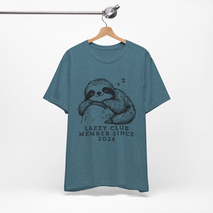 TS-093ML-24 Unisex Cute Lazy club Sloth T Shirt Slow And Steady Art