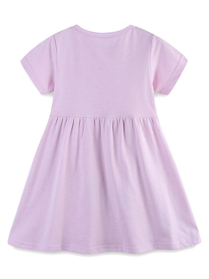 Children's Rainbow Print Casual Short Sleeve Dress