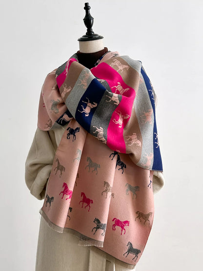 Horse Print Raw Hem Scarf