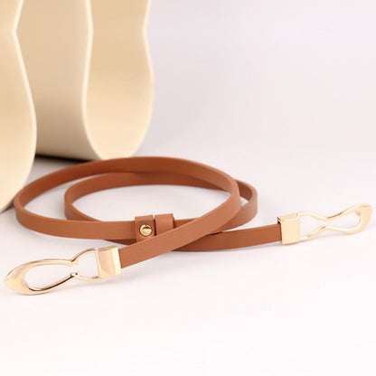 Skinny Leather Belt with Interlocking Buckle