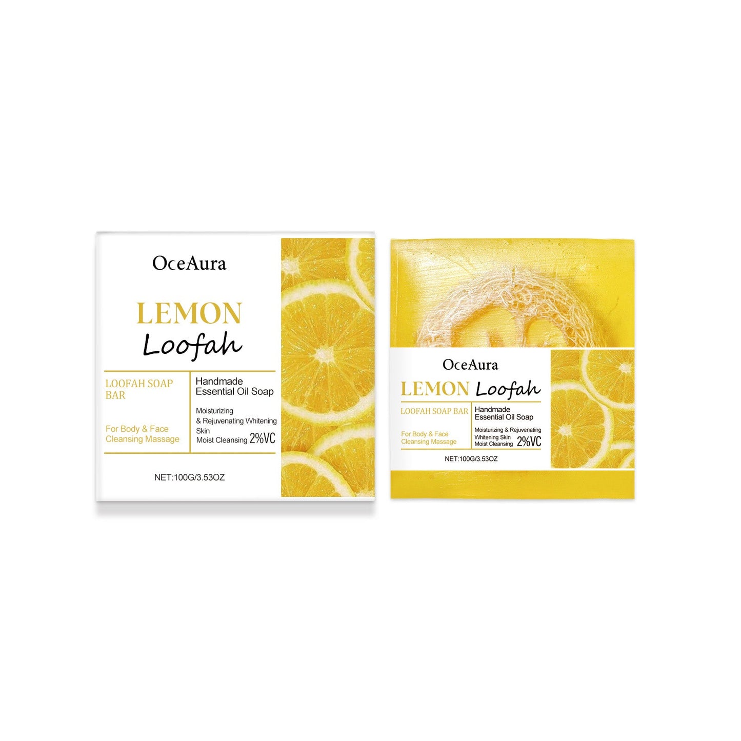OceAura Lemon Luffa Bath Soap Lemon Soap Body Mild Cleansing Oil Control Refreshing Cleansing Bath Soap