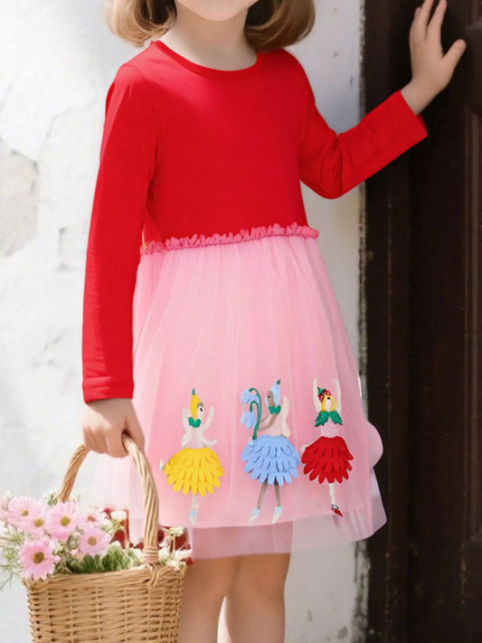 Children's Ballerina Applique Tulle Dress