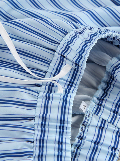 Striped Cami & Shirt and Pants Lounge Set
