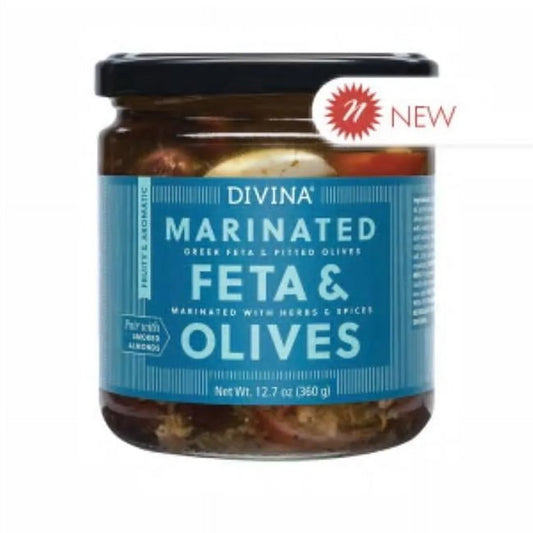 Divina - Olives Feta Marinated, 12.7 oz (Pack of 6) - Greek Gluten-Free Snack