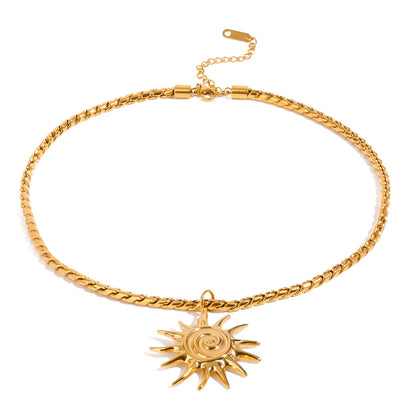 18K Gold-Plated Sun Pendant Necklace