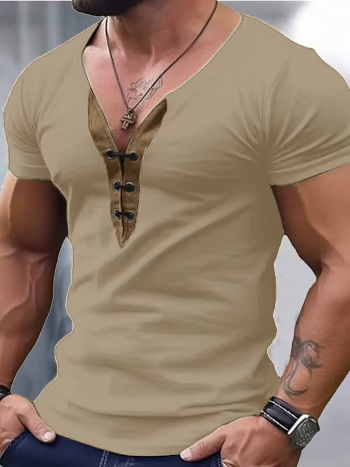 Men's Full Size Solid Color Short Sleeve T-Shirt Plus Size