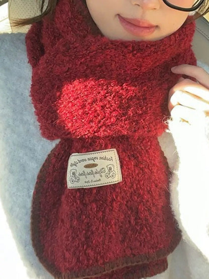 Contrast Trim Plush Winter Scarf