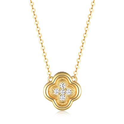 925 Sterling Silver Moissanite Leaf Clover Necklace