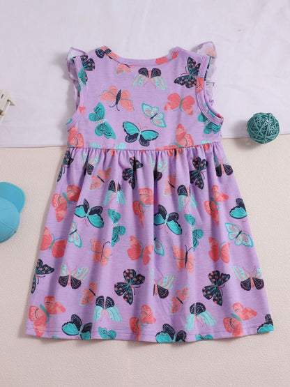 Children's Butterfly Print Ruffled Dress