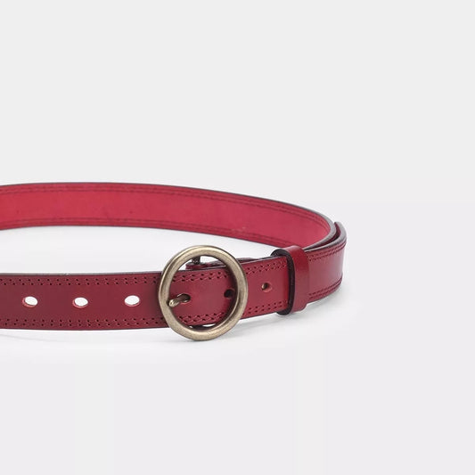 Round Buckle Leather Belt