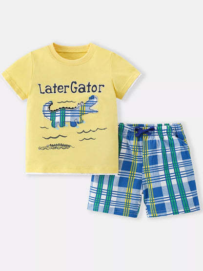 Children's Dinosaur Round Neck Tee and Shorts Set