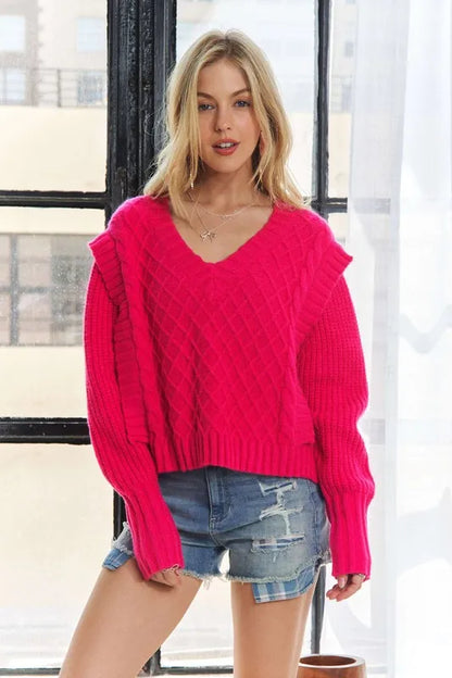ADORA Ruffle Detail Adorable Sweater