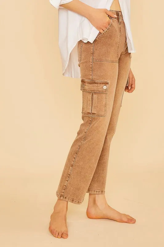 Annie Wear Straight Leg Jeans with Cargo Pockets