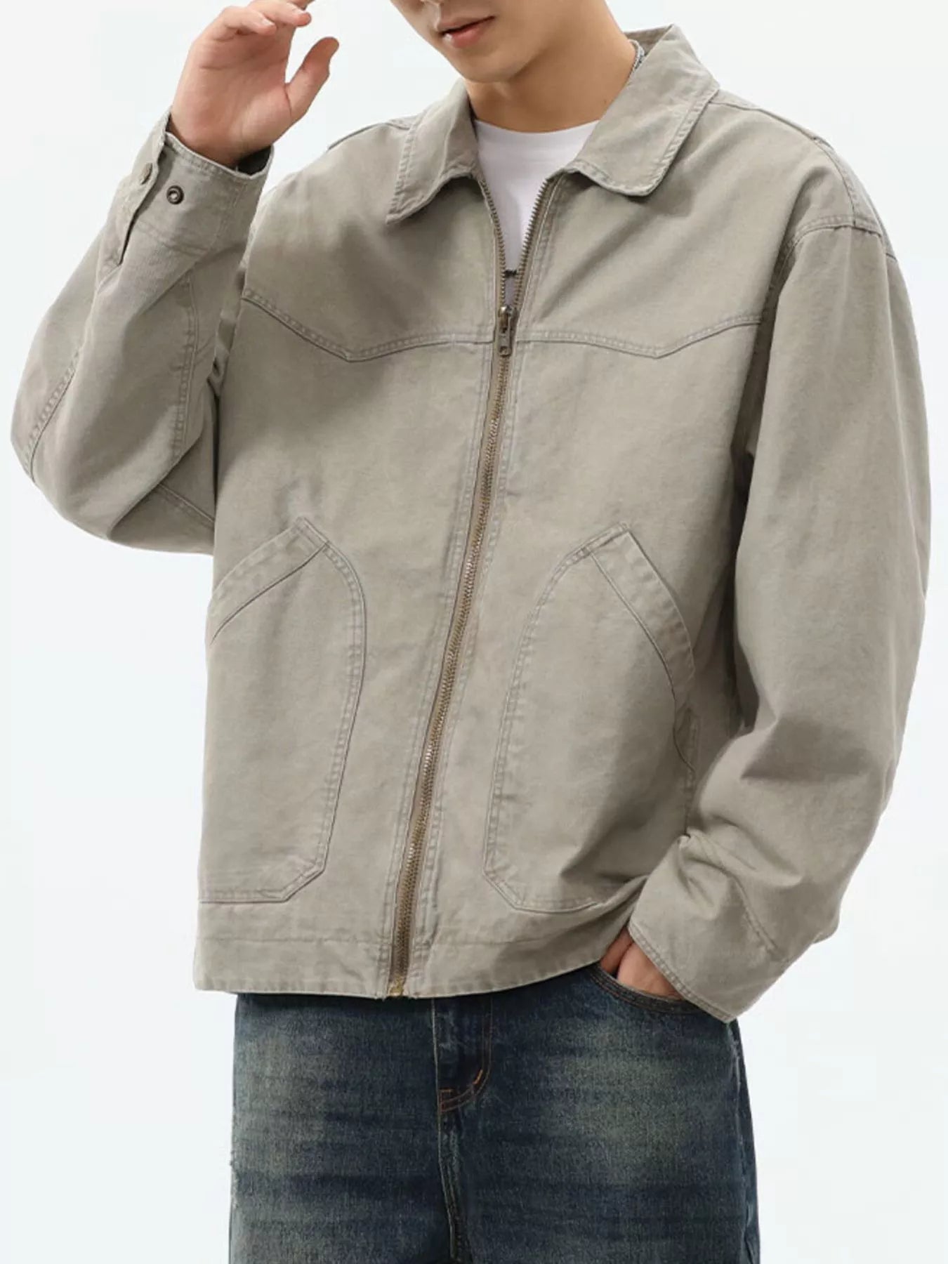 Men's Plus Size Zip-Up Trucker Jacket