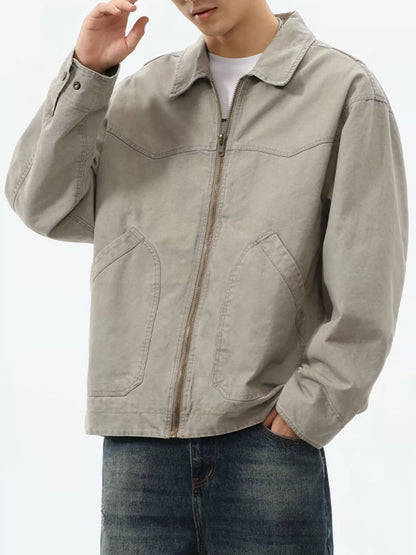 Men's Plus Size Zip-Up Trucker Jacket