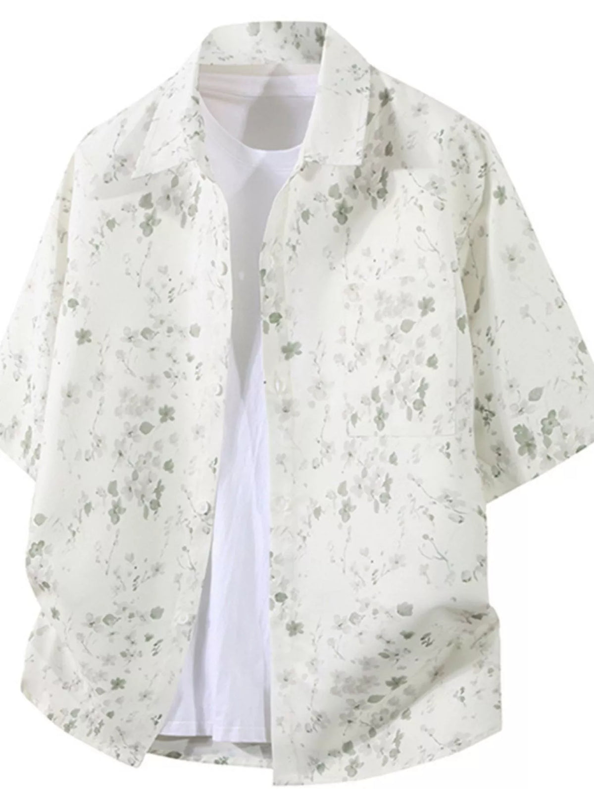 Men's Plus Size Tropical Print Short Sleeve Casual Shirt