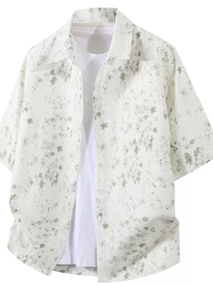 Men's Plus Size Tropical Print Short Sleeve Casual Shirt