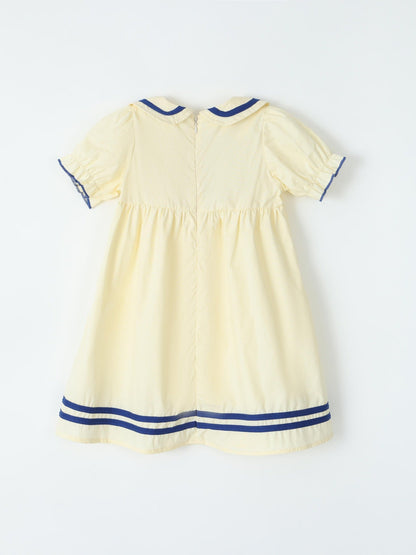 Children's Sailor Collar Puff Sleeve Casual Dress