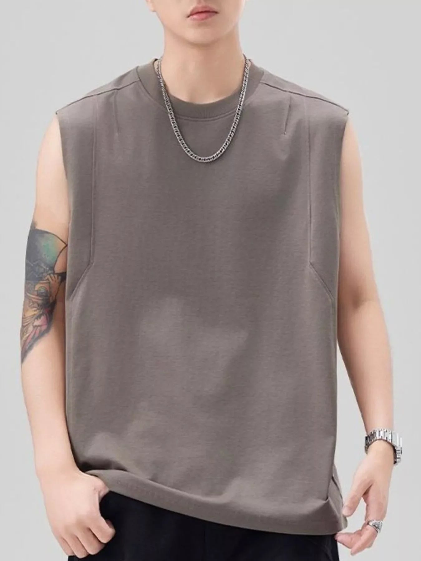 Men's Plus Size Solid Color Casual Tank Top